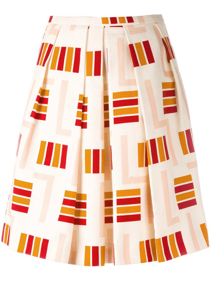 Eggs - Striped Midi Skirt - Women - Cotton/acetate/viscose - 42, Nude/neutrals, Cotton/acetate/viscose