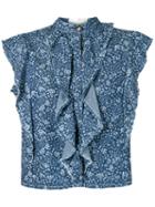 Lilly Sarti - Ruffled Top - Women - Cotton - 36, Blue, Cotton