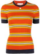 Courrèges Striped Rib Knit Top - Yellow & Orange