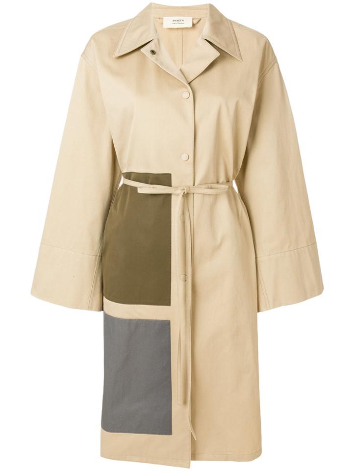 Ports 1961 Belted Panel Detail Coat - Nude & Neutrals