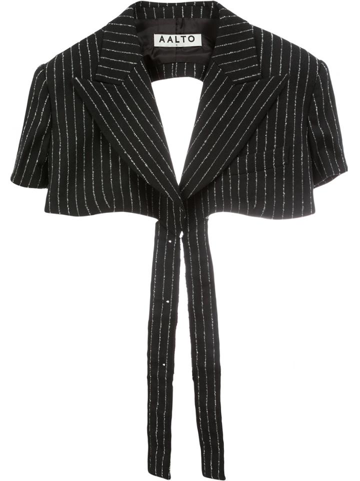 Aalto Pinstriped Cropped Jacket - Black