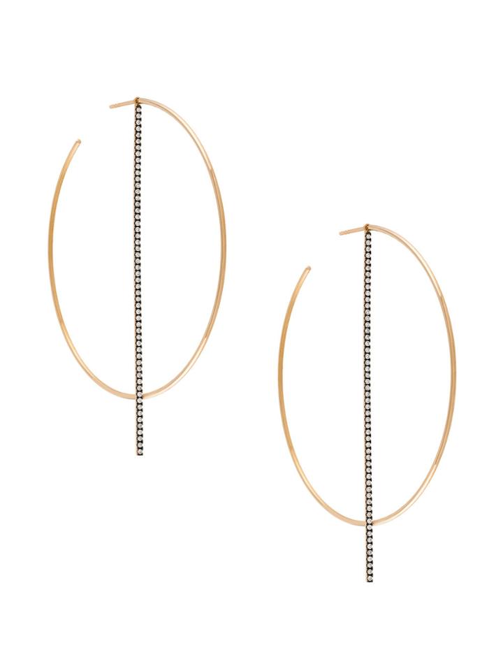Diane Kordas Diamond Bar Hoop Earrings - Metallic