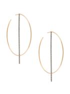 Diane Kordas Diamond Bar Hoop Earrings - Metallic