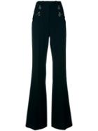 Nina Ricci Flared High Waisted Trousers, Women's, Size: 42, Black, Wool