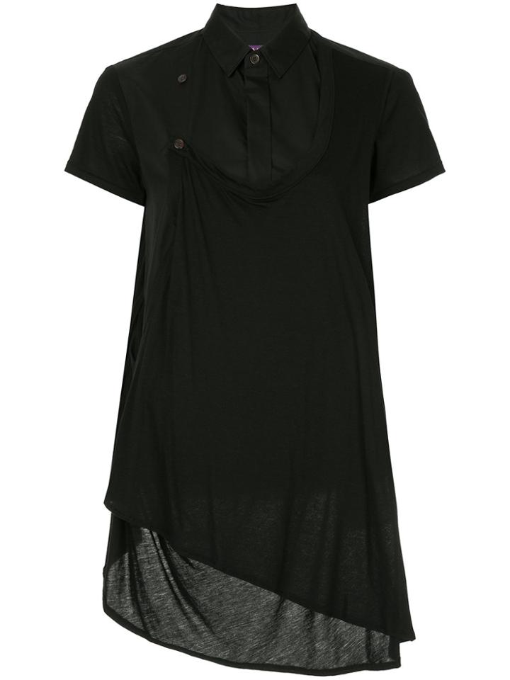 Y's Shortsleeved Asymmetric Fastening Shirt - Black
