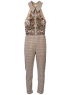 Patbo Embellished Tweed Jumpsuit - Brown