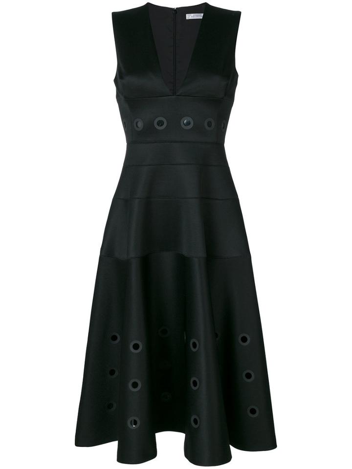 Versace Collection - Flared Eyelet Dress - Women - Polyamide/polyester/spandex/elastane/viscose - 46, Black, Polyamide/polyester/spandex/elastane/viscose