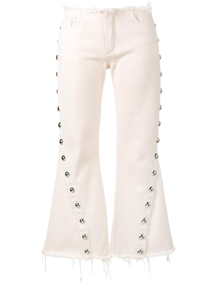 Marques'almeida Capri Buttoned Jeans, Size: 10, Nude/neutrals, Cotton/metal
