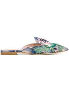 Alberta Ferretti Pointed Embroidered Mules - Blue
