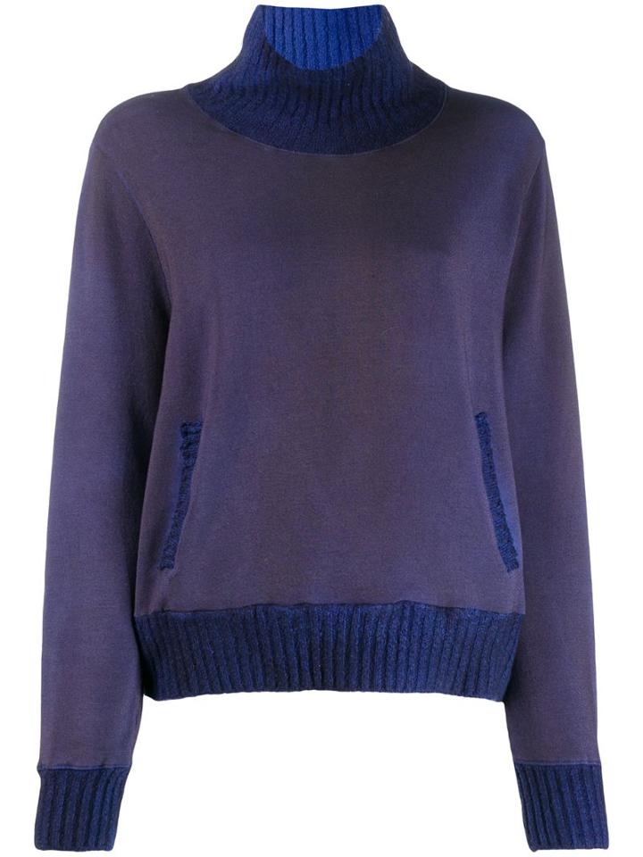 Avant Toi Contrast-trimmed Jumper - Blue