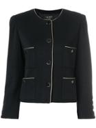 Chanel Vintage Collarless Boxy Jacket - Black