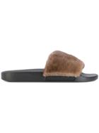 Givenchy Fur-lined Slider Sandals - Brown