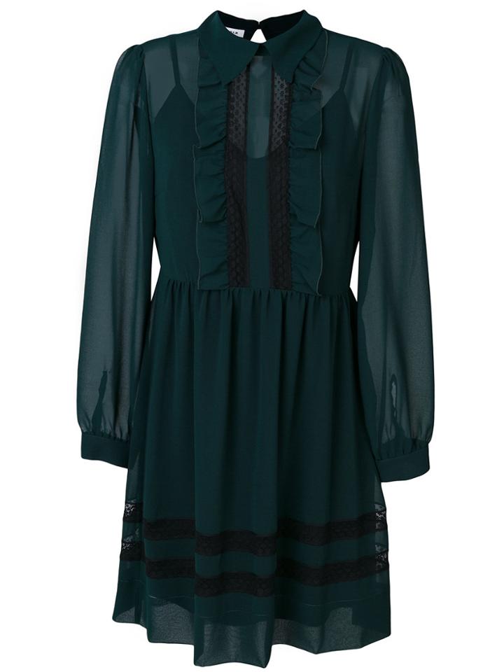 P.a.r.o.s.h. Ruffled Trim Pleated Dress - Green