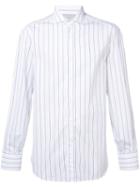 Brunello Cucinelli Striped Shirt, Men's, Size: Medium, White, Cotton