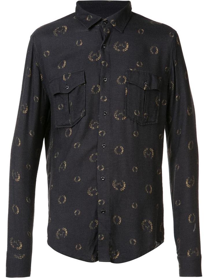 Osklen Bay Leaves Printed Shirt, Men's, Size: P, Grey, Viscose