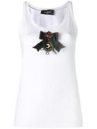 Dsquared2 - Bow Embroidered Tank Top - Women - Cotton - M, White, Cotton