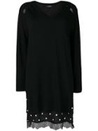 Twin-set Polka Dot Trim Sweater Dress - Black