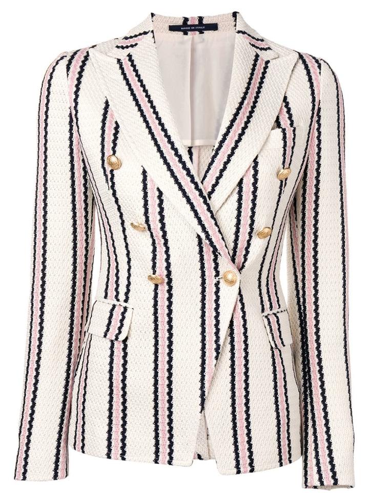 Tagliatore Jalicya Striped Blazer - White