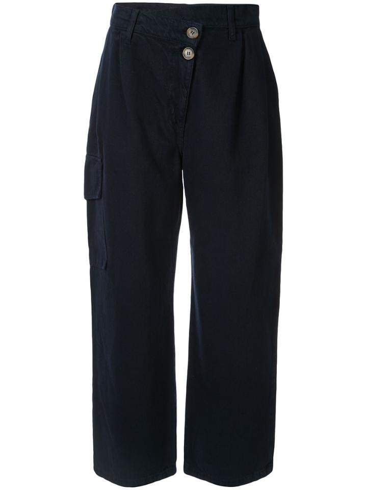 Nobody Denim Angled Pleat Wide Leg Jeans - Blue