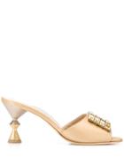 Manolo Blahnik Embellished Slip-on Sandals - Gold