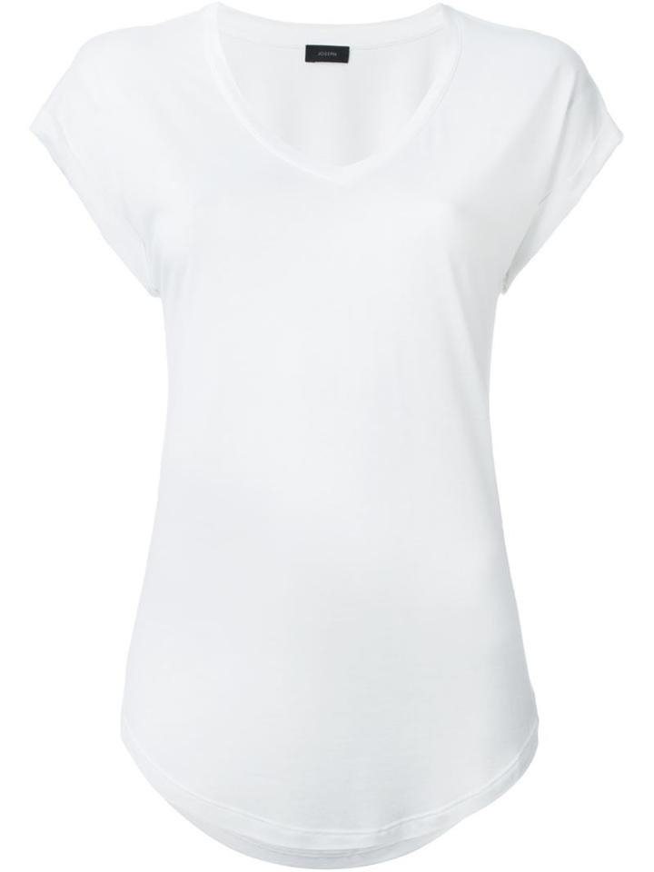 Joseph Curved Hem T-shirt, Women's, Size: Large, White, Viscose