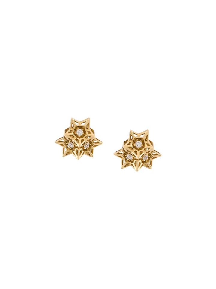 John Brevard Tria Frame Diamond Stud Earrings, Women's, Metallic, Diamond/18kt Gold