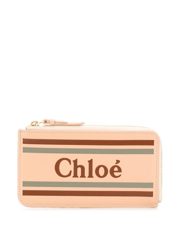 Chloé Zipped Logo Wallet - Neutrals