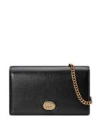 Gucci Leather Chain Card Case Wallet - Black