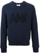 Ami Alexandre Mattiussi Logo Appliqué Sweatshirt, Men's, Size: Xl, Blue, Cotton