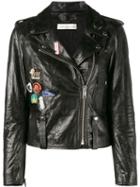 Golden Goose Badge Emblazoned Leather Jacket - Black