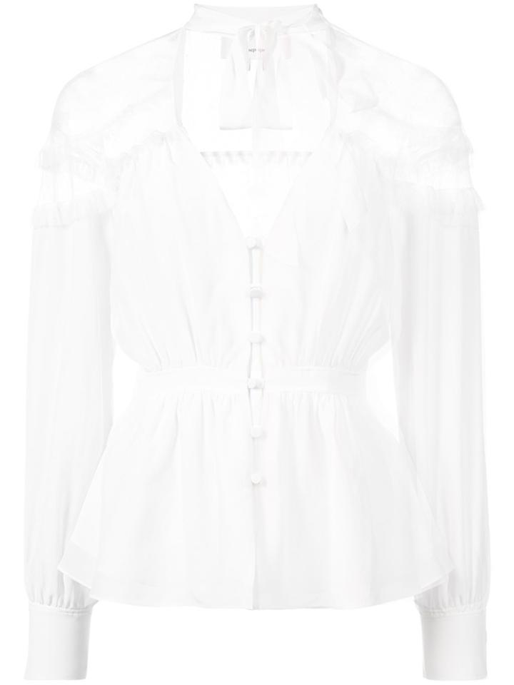 Cinq A Sept Tie Neck Blouse - White