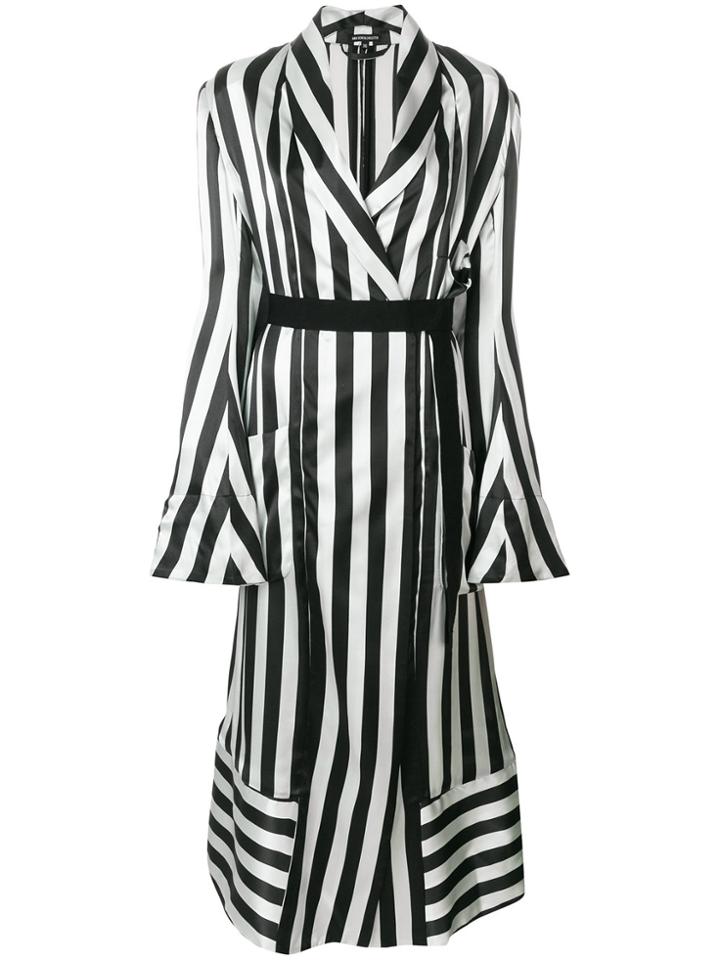Ann Demeulemeester Striped Wrap-over Coat - Black