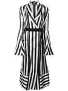 Ann Demeulemeester Striped Wrap-over Coat - Black