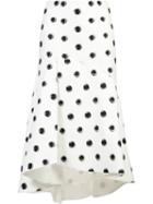 Monique Lhuillier Dotted Flared Skirt, Women's, Size: 6, White, Silk/cotton