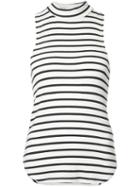 Frame Denim - Striped Racer Back Tank Top - Women - Modal/viscose/spandex/elastane - L, White, Modal/viscose/spandex/elastane