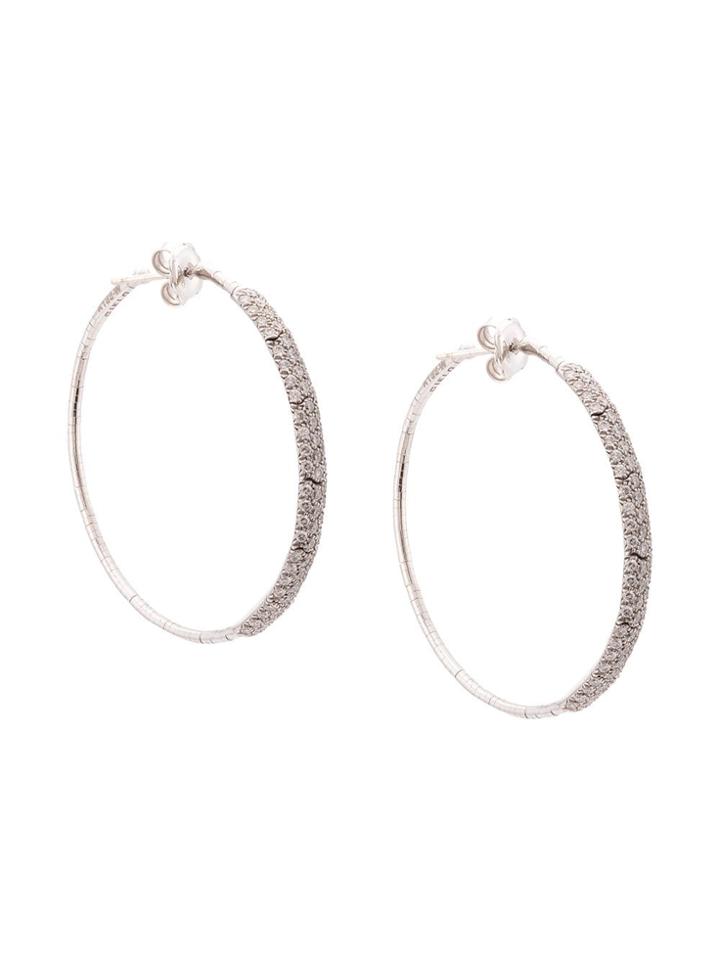 Mattia Cielo Embellished Hoop Earrings - Silver