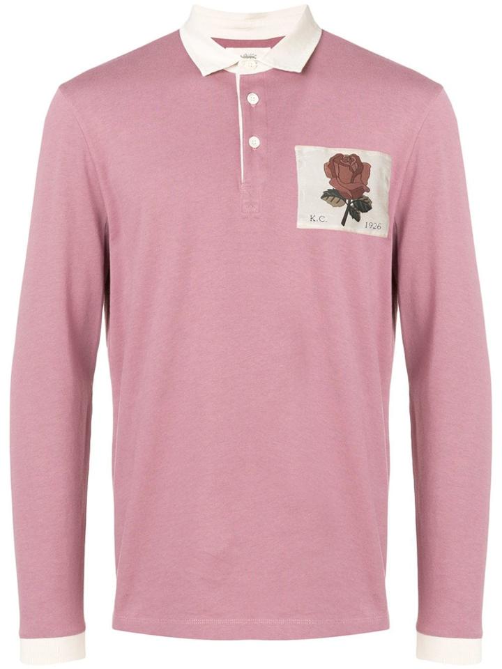 Kent & Curwen Embroidered Rose Polo Shirt - Pink