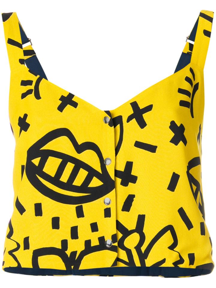 Roseanna Graffiti Print Crop Top - Yellow & Orange