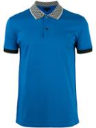 Lanvin Checkerboard Collar Polo Shirt, Men's, Size: Xl, Blue, Cotton