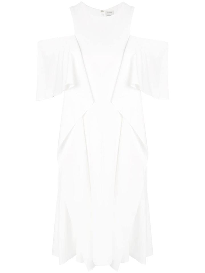 Maison Rabih Kayrouz Cold Shoulder Ruffle Dress - White