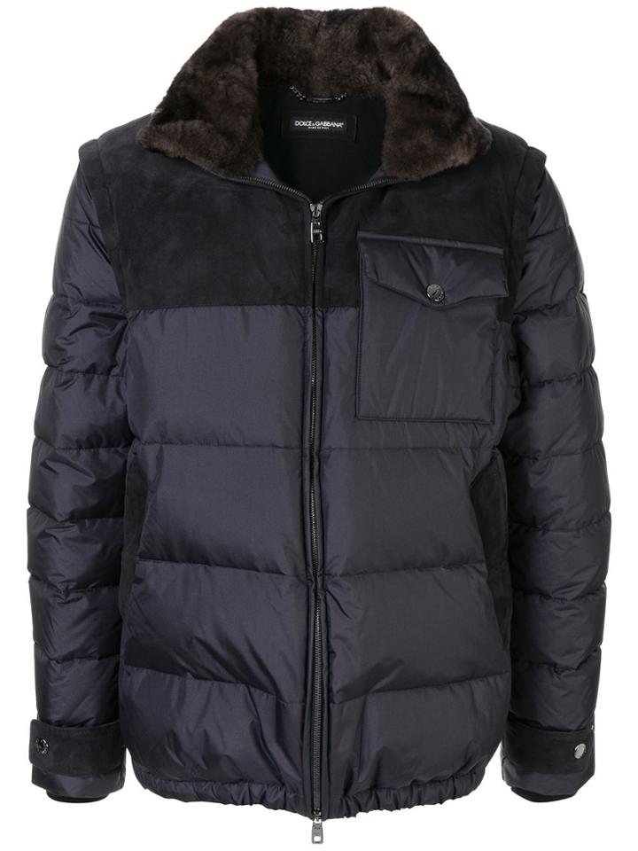 Dolce & Gabbana Padded Zip-front Jacket - Blue