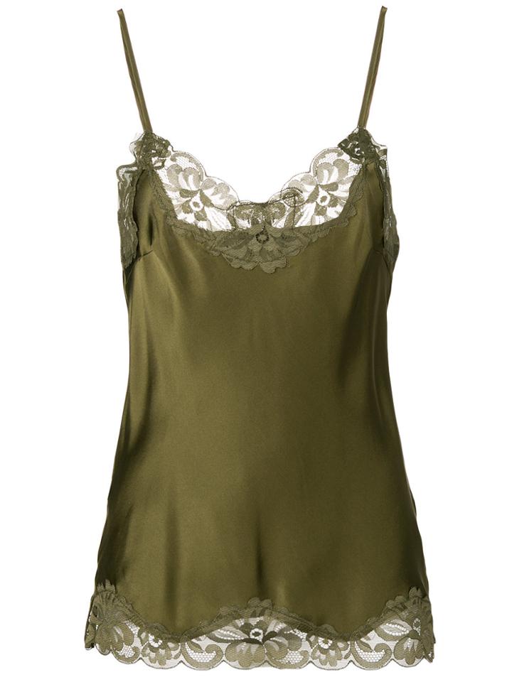 Gold Hawk Lace Trim Cami Top - Green