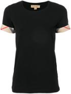 Burberry Checked Cuff T-shirt - Black