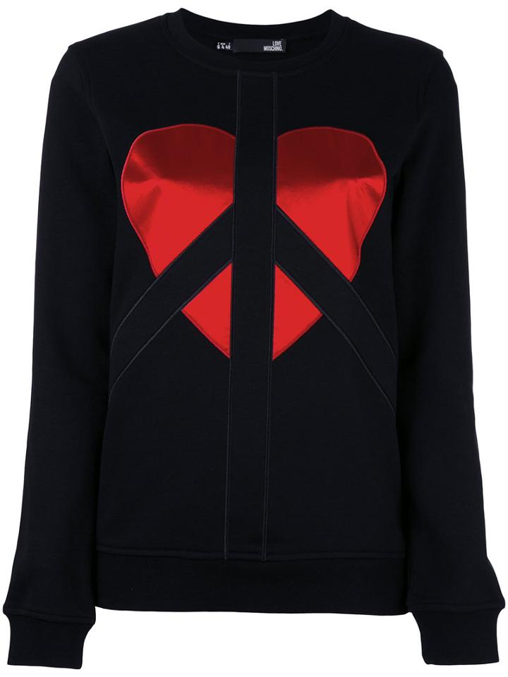 Love Moschino Embroidered Logo Sweatshirt, Women's, Size: 44, Black, Cotton/polyester