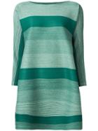 Pleats Please By Issey Miyake Striped Flared Dress - Green