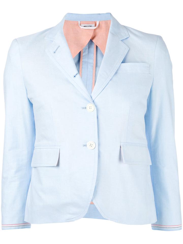 Thom Browne - Fitted Blazer - Women - Cotton - 40, Blue, Cotton