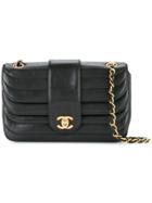 Chanel Vintage Quilted Cc Logo Double Flap Shoulder Bag - Black