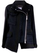 Sacai Zipped Tweed Jacket - Blue