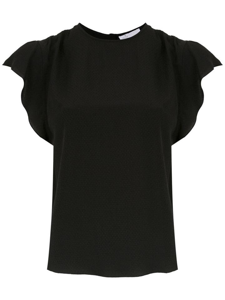 Nk Ruffled Silk Top - Black