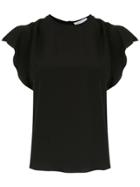 Nk Ruffled Silk Top - Black